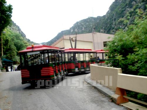 Tourist train standing in front of Jeita cave 