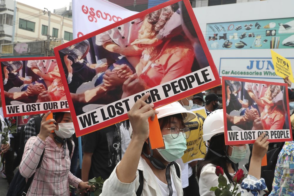 Myanmar Anti Coup Protesters Honor Woman Shot Dead By Police Egypt Independent