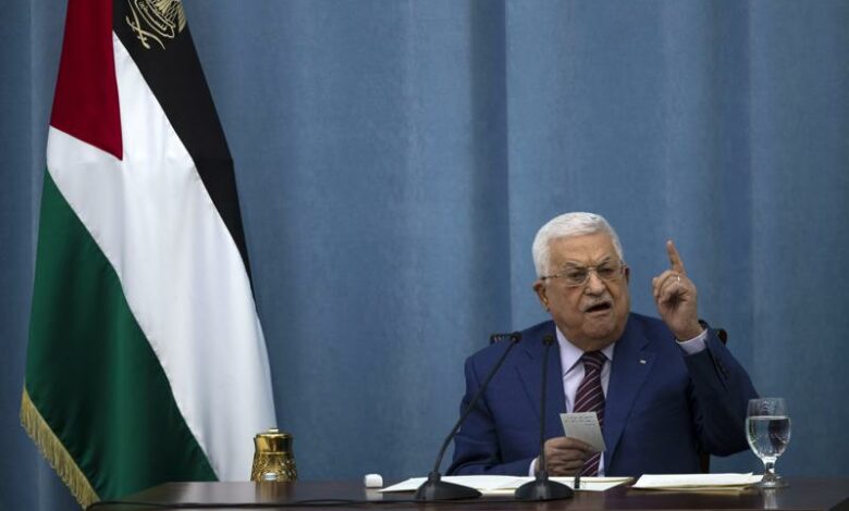FILE - In this May 12, 2021 file photo, Palestinian President Mahmoud Abbas speaks a meeting of the PLO executive committee and a Fatah Central Committee at the Palestinian Authority headquarters, in the West Bank city of Ramallah. Egypt has invited Israel, Hamas and the Palestinian Authority for separate talks that aim at consolidating the cease-fire that ended an 11-day war between Israel and the Gaza Strip’s militant Hamas rulers, an Egyptian intelligence official said Thursday, May 27. (AP Photo/Majdi Mohammed, File)