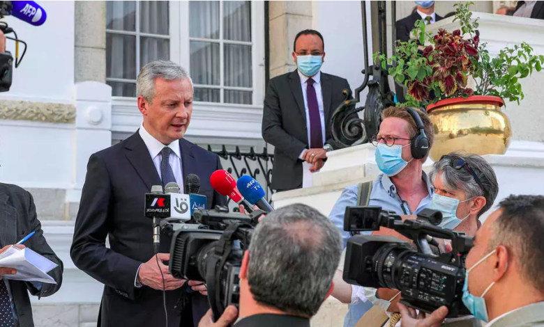 France's Economy and Finance Minister Bruno Le Maire speaks to reporters in the Egyptian capital Cairo Khaled DESOUKI AFP