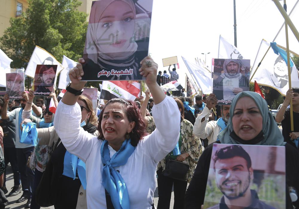 Hundreds of Iraqi protesters march in Baghdad ahead of vote