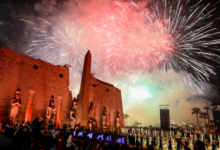 Fireworks explode during the opening ceremony for the restored Avenue of the Sphinxes or Road of the Rams, a 3,000-year-old avenue that connects Luxor Temple with Karnak Temple, in Luxor, Egypt, November 25, 2021. REUTERS/Mohamed Abd El Ghany