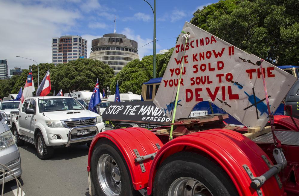 New Zealand convoy protesters clog streets near Parliament