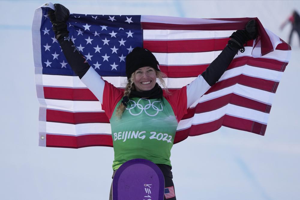 Jacobellis earns 1st US gold at Olympics in snowboardcross