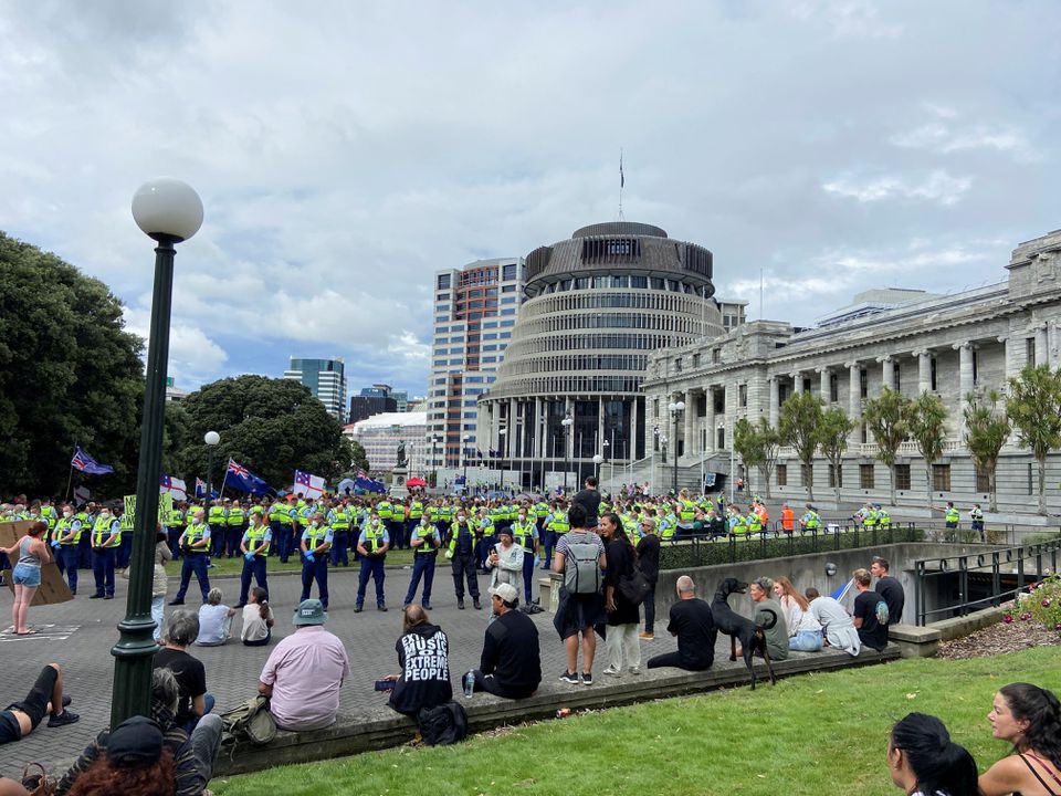 New Zealand protesters block streets outside parliament