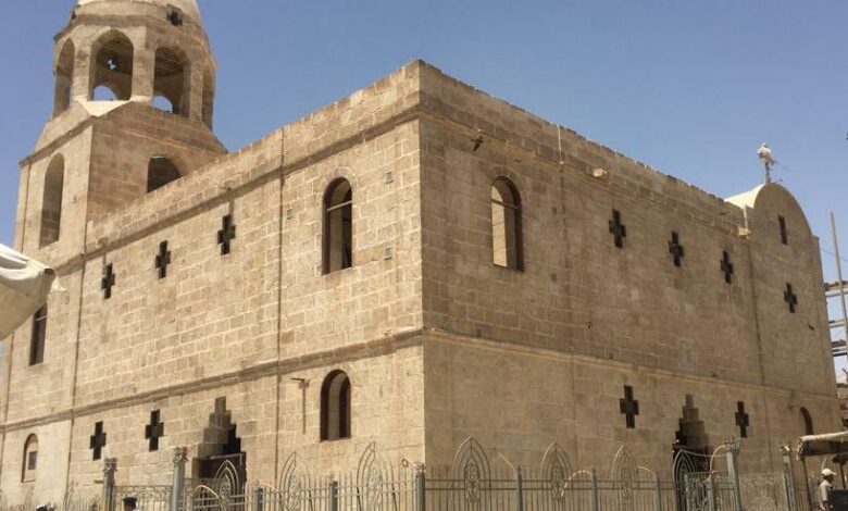 Jabal al-Tair monastery in Minya on Holy Family path in Egypt