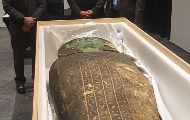 Ancient wooden coffin cover retrieved from Museum of Houston