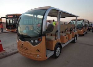 Electric bus system, 7 stations with integrated services for visitors start operating at pyramids