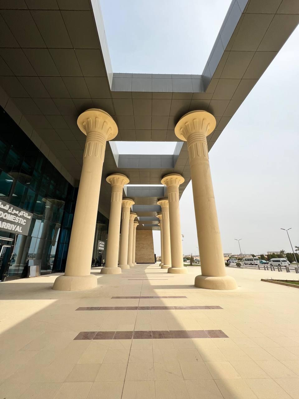Egyptian columns at the Sphinx International Airport.
