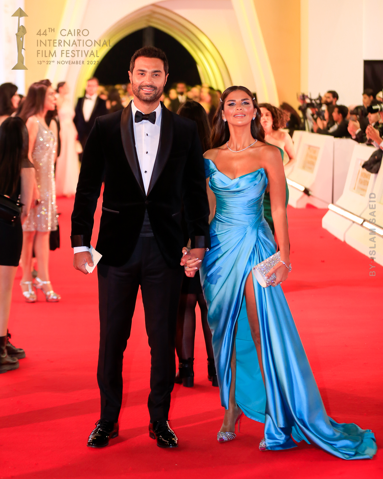 Actor Karim Fahmy and his wife Dania al-Banawy at the Cairo International Film Festival.