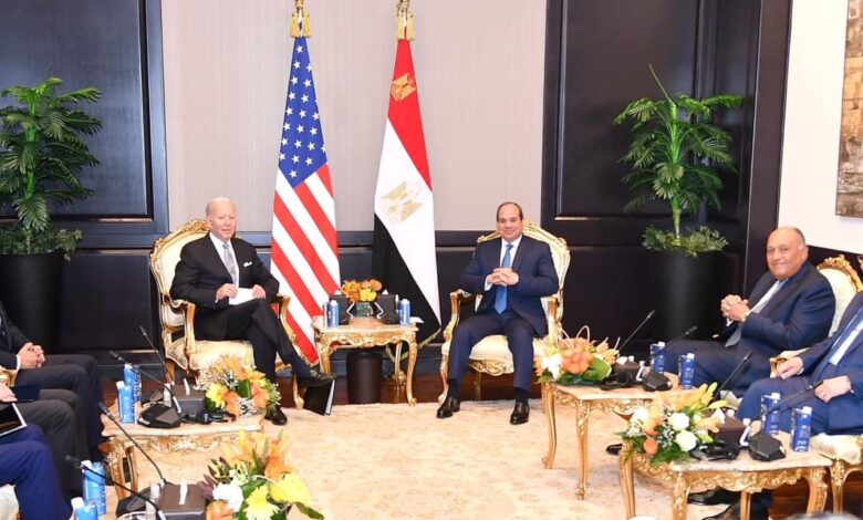 US President Joe Biden and Egypt President Abdel Fattah al-Sisi during COP27 in Sharm El-Sheikh, Egypt.