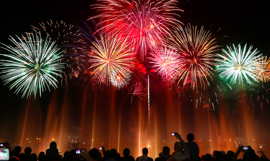 Fireworks show in Dubai, UAE.
