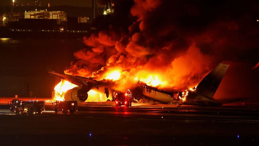 Japan Airlines Jet Bursts Into Flames After Collision With Earthquake