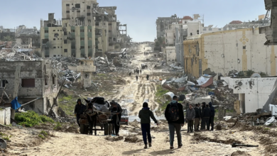 A view of destruction with destroyed buildings and roads after Israeli Forces withdrawn from the areas in Khan Yunis, Gaza on February 2, 2024. Abdulqader Sabbah/Anadolu/Getty Images