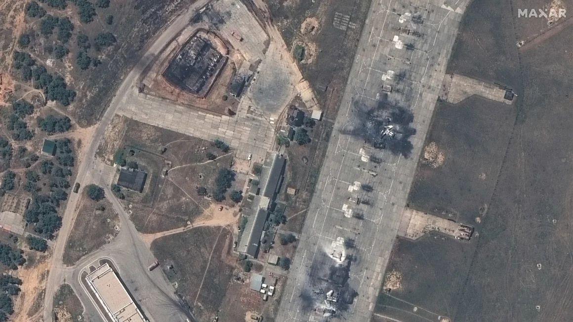 Exclusive satellite images show destroyed Russian jets and building at