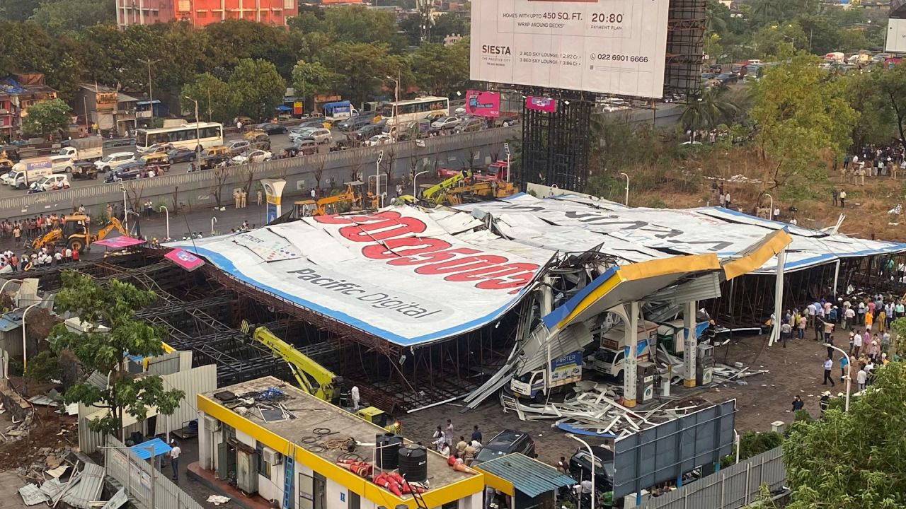 At least 14 killed after billboard collapses in Mumbai during thunderstorm