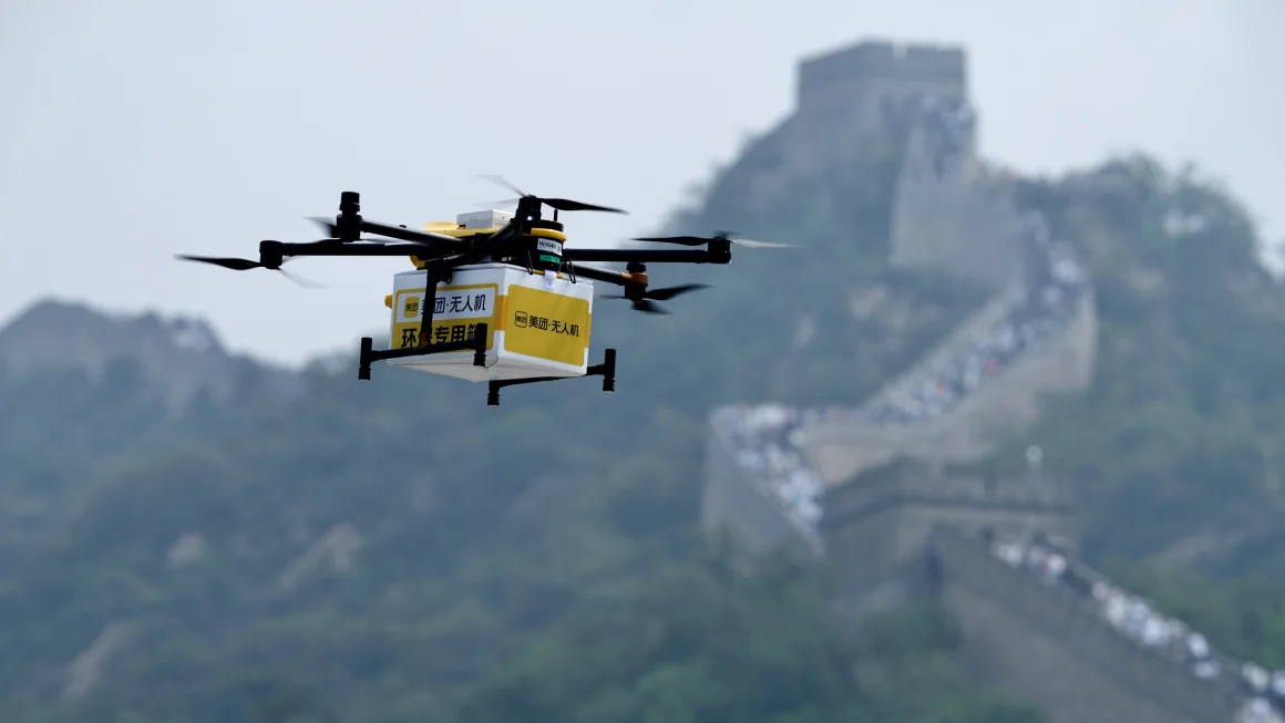 Tourists scaling the Great Wall of China can now get takeout delivered by drone