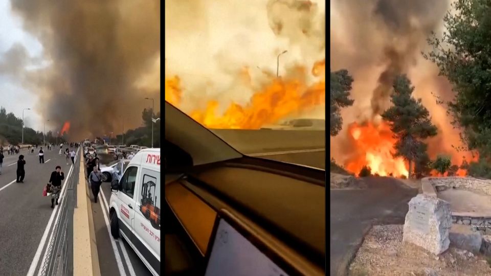Wildfires rage outside Jerusalem, forcing evacuations and road closures