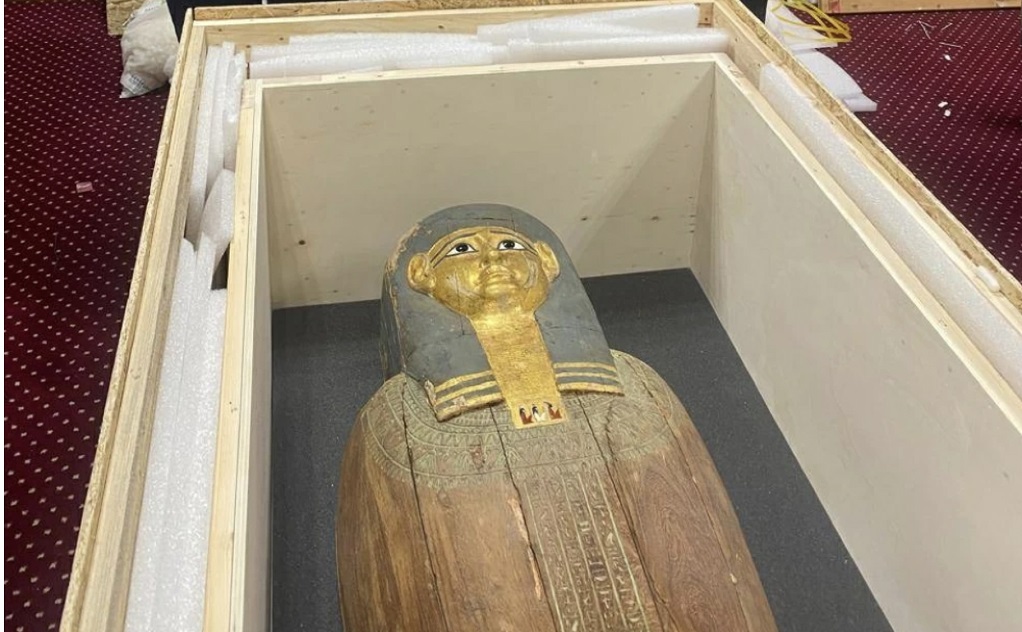 Photos: Egypt recovers intricate gilded coffin and key Middle Kingdom relic